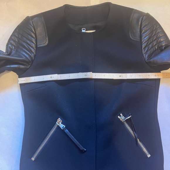 REBECCA TAYLOR Moto Biker Leather Quilted Twill Quilt Oversized Jacket 2‎ XS - Picture 12 of 14